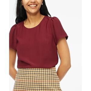 J.Crew Factory Short Sleeve Crepe Top in Burgundy Size Small NEW